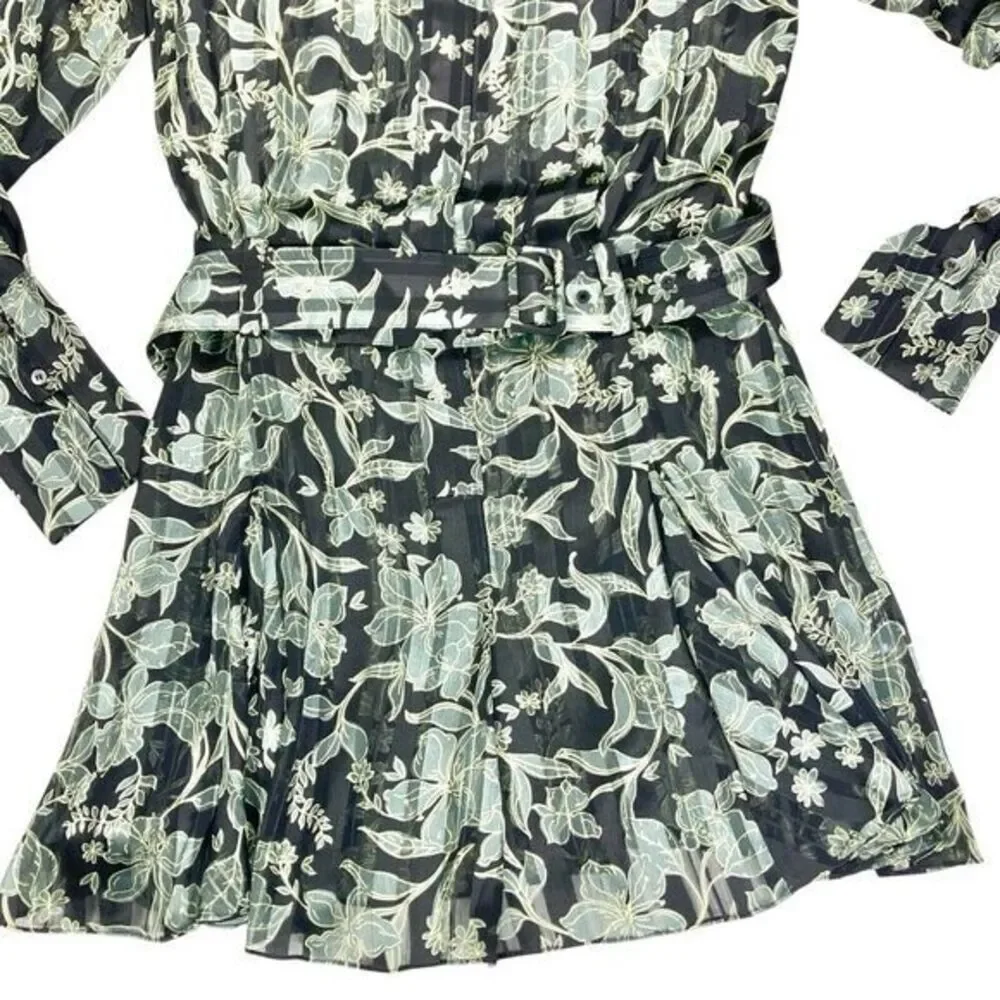 Reiss Women Larissa Mini Dress 6 Floral Belted Long Sleeve Event Party Easter